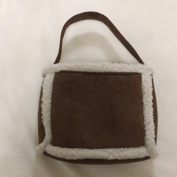 Handbags - Faux Sherpa Mini Tote Bag Brown